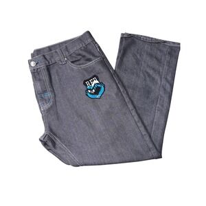 Y2K Red Ape Men's Jeans Dark Wash Embroidered Logo Straight Fit‎ Size 36